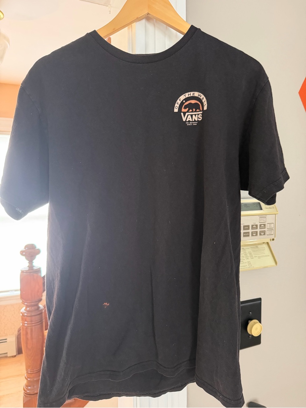 Vans Black Short-Sleeve Tee with Small Tan Logo
